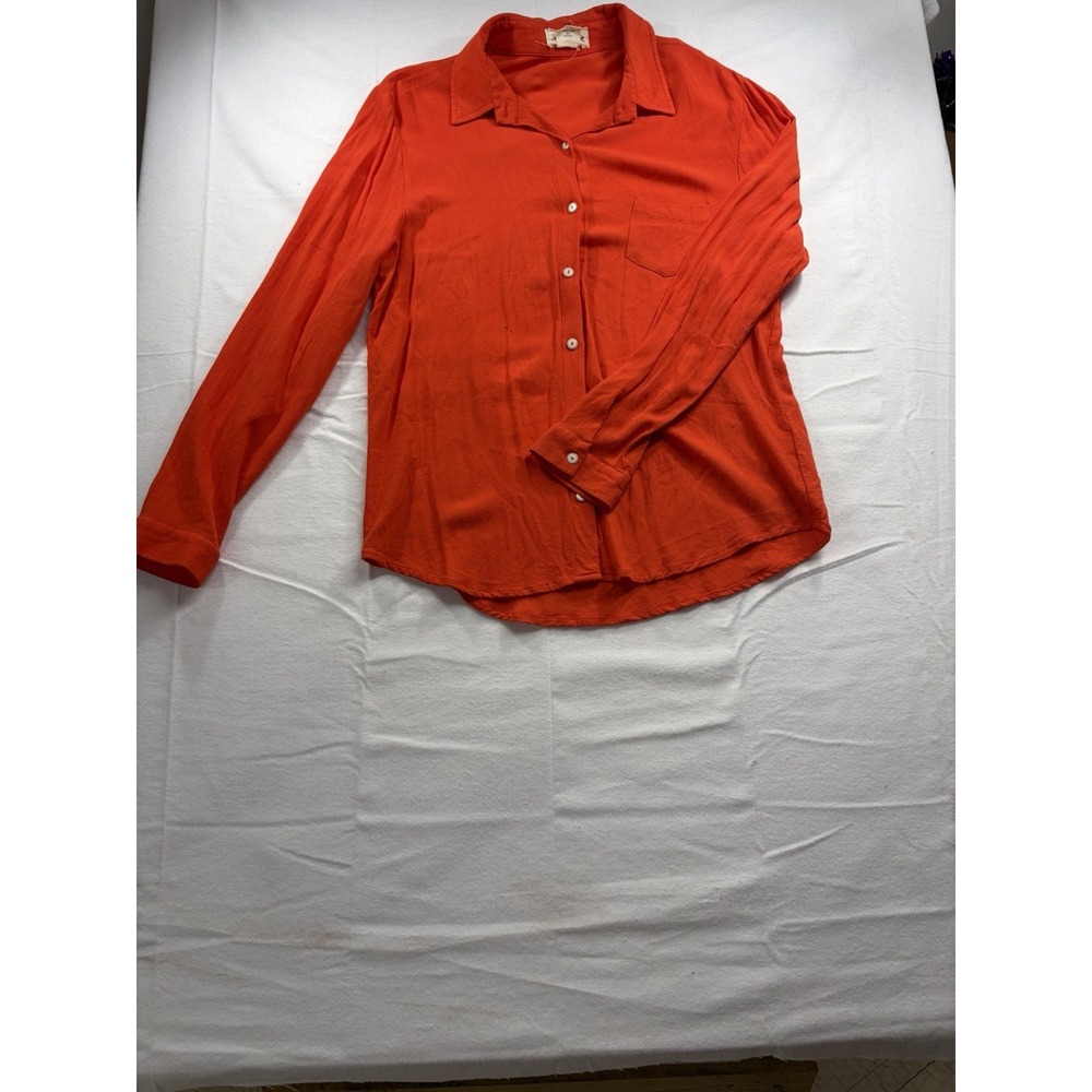Lili's Closet Women's Button Up Shirt Long  Sleeve Red Size M